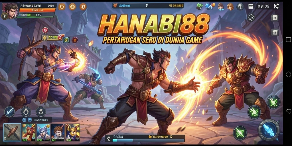 Tangkapan layar utama yang menunjukkan aksi pertarungan seru di HANABI88.