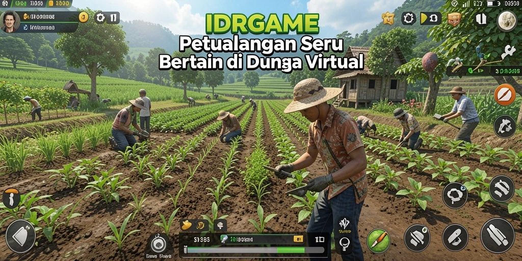 Screenshot utama IDRGAME menampilkan gameplay seru bertani dengan grafis yang menarik.