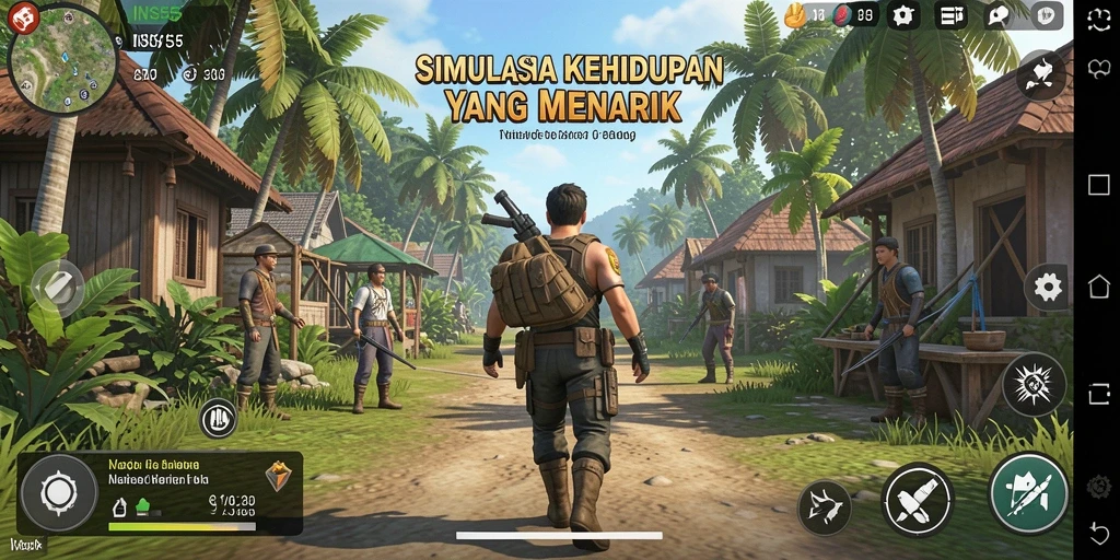 Screenshot gameplay INS55 menampilkan aksi seru dalam simulasi kehidupan yang mendalam.