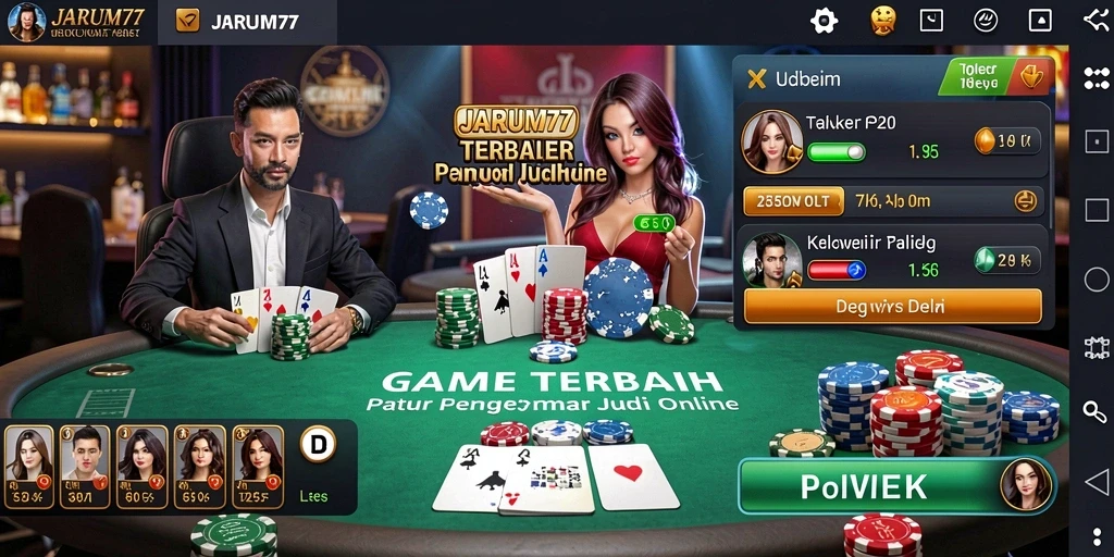 Tangkapan layar gameplay JARUM77 yang menampilkan suasana poker yang seru.