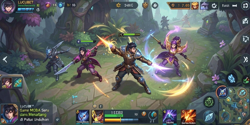 Tampilan dinamis pertempuran dalam LUCUBET saat gameplay.