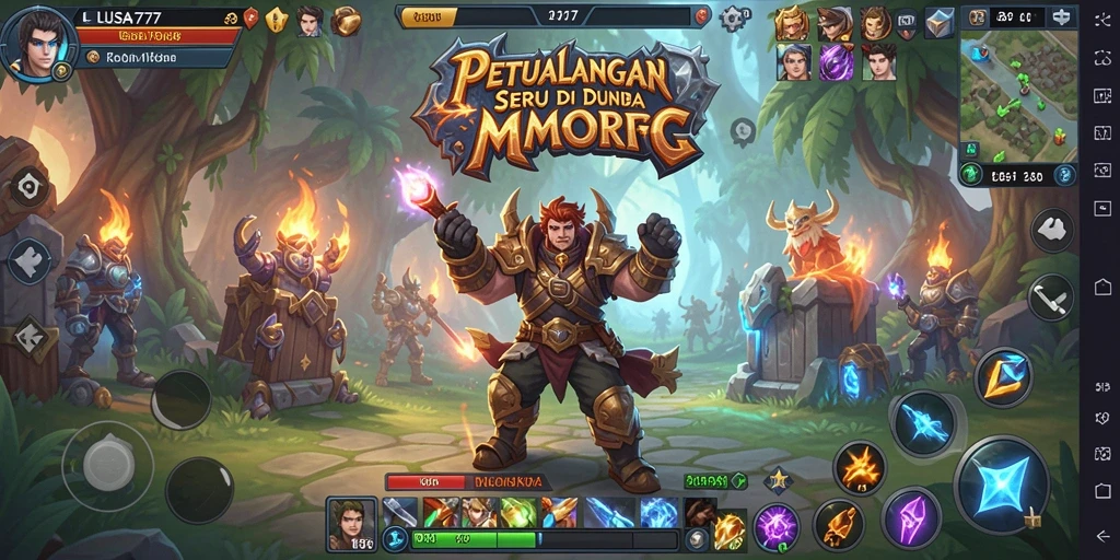 Screenshot utama LUSA777 menampilkan aksi seru gameplay MMORPG.