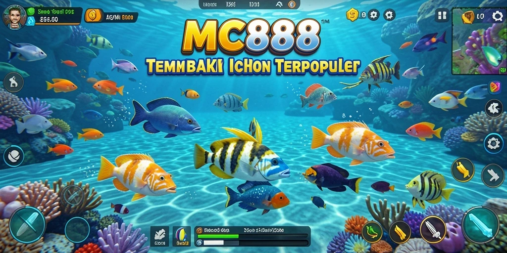 Screenshot MC888 menampilkan aksi tangkap ikan yang seru dan penuh warna.