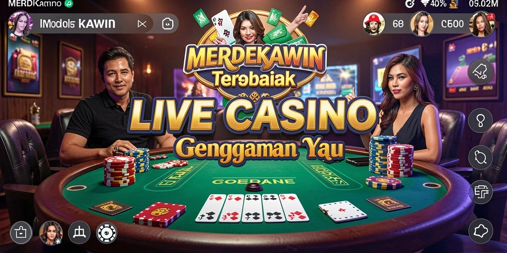 Tampilan gameplay Live Casino MERDEKAWIN dengan dealer langsung.