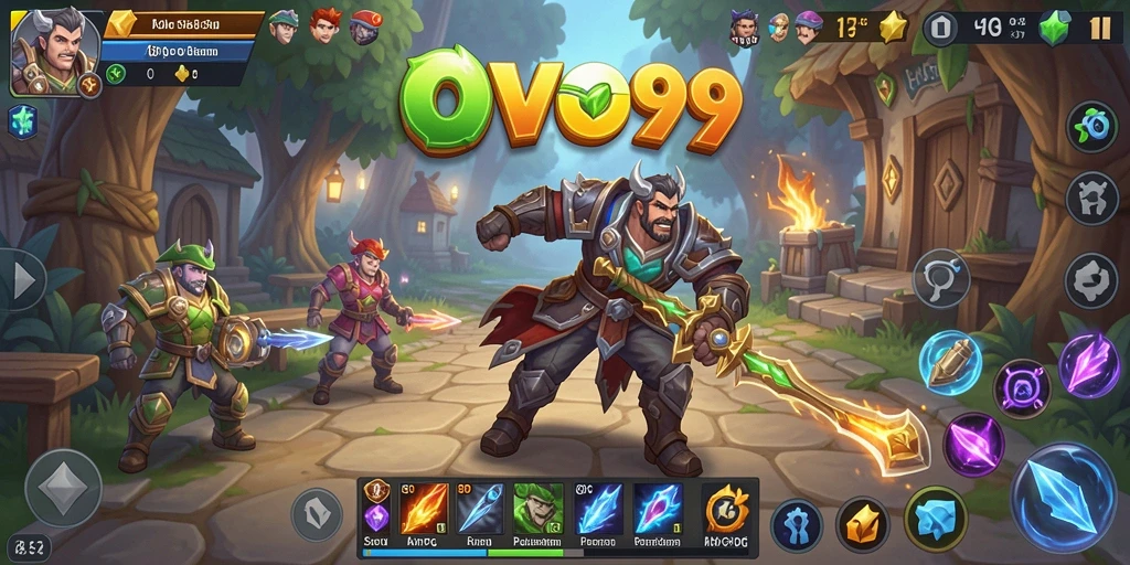 Menampilkan aksi pertempuran seru dalam OVO99, permainan ARPG menarik.