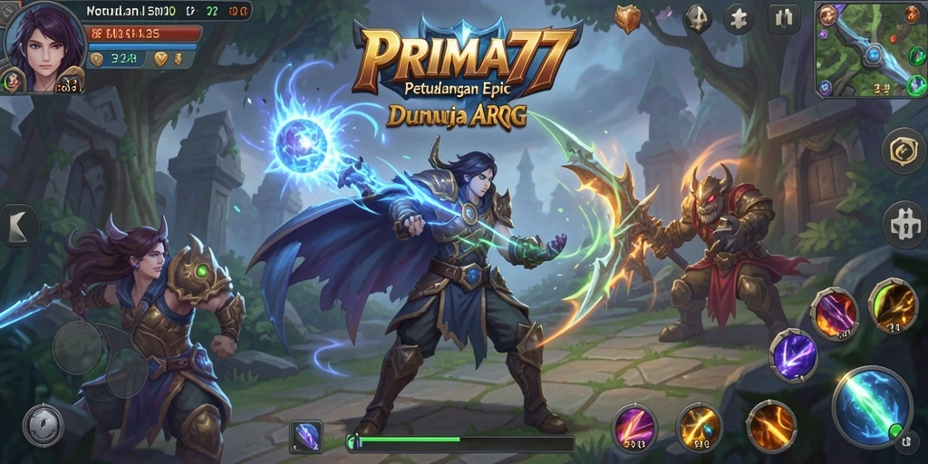 Screenshot gameplay PRIMA77 menampilkan pertarungan epik dan eksplorasi seru.