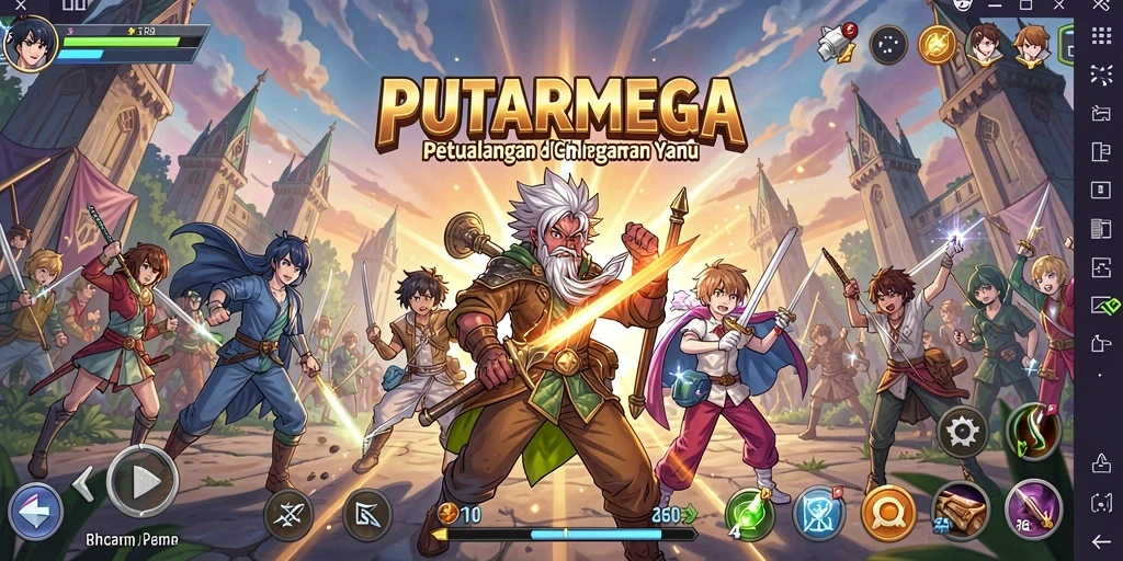 Screenshot PUTARMEGA menampilkan karakter anime dalam aksi seru.