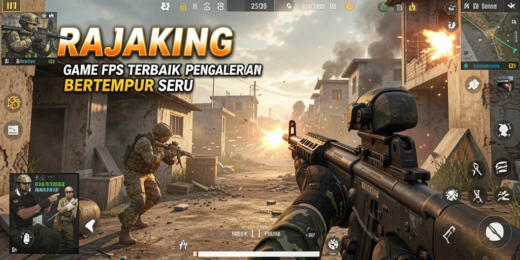 Screenshot gameplay RAJAKING menampilkan aksi tembak-menembak yang intens.