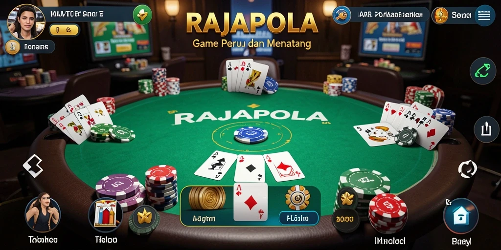 Tampilan gameplay seru RAJAPOLA saat bermain Poker.