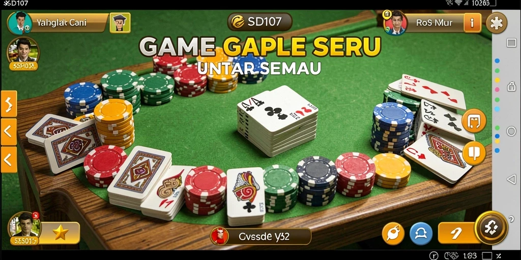 Screenshot gameplay SD107 menampilkan suasana seru bermain Gaple.