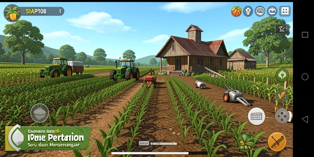 Tampilan gameplay SIAP108 dengan kebun yang subur dan berwarna.