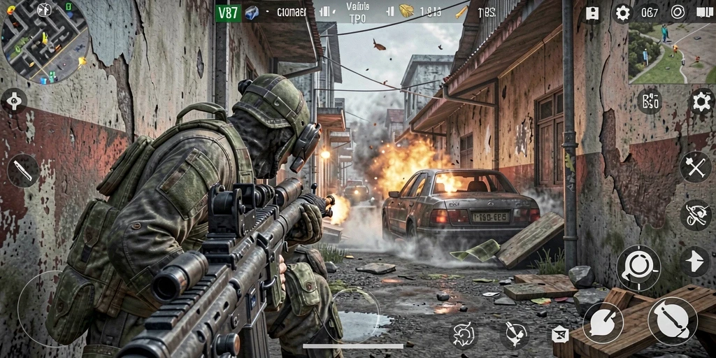 Screenshot gameplay V87 menampilkan aksi seru dan grafis memukau.
